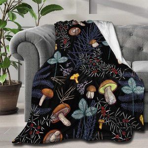 Wild Forest Mushrooms Throw Blanket